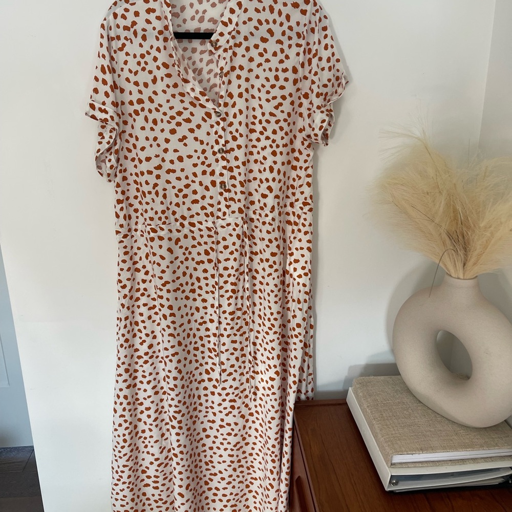 SHEIN Brown Polka Dot Maxi Dress